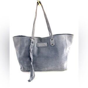 MILA Luxury Gray Suede Leather Tote Bag Fringe Quiet Luxury Cotton Lining Snap